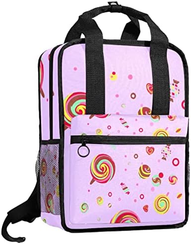 Tbouobt putni ruksak lagani laptop ležerni ruksak za žene muškarci, duge ružičaste lizipop