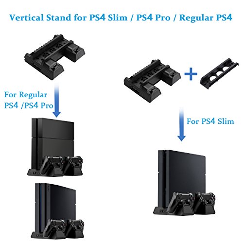 Rashladni štand za PS4 / PS4 Slim / PS4 PRO, višenamjenska vertikalna stanica, punjač kontrolera, punjenje priključne stanice sa 12 kom diskova za PS4, PS4 Slim, PS4 PRO