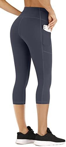 Iuga Capri gamaše za žene sa džepovima Visoko struk joga hlače vježbajte kaprimkinjama sa džepovima za sportski trčanje