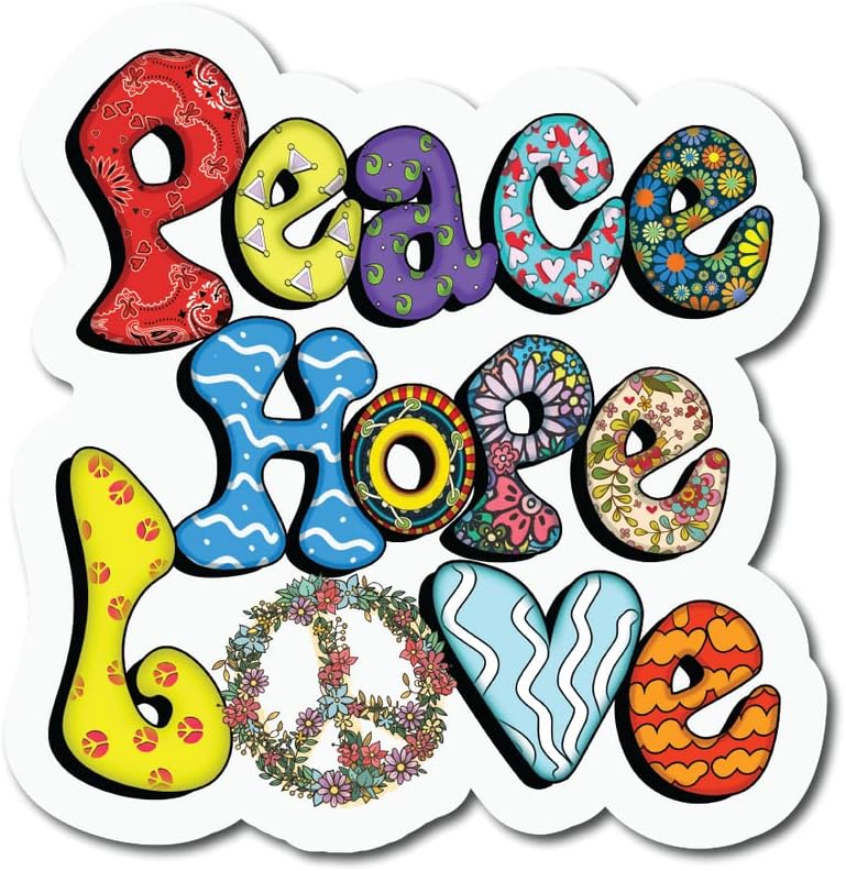 Mirovno nada Love | Znak mira, hipi | Odlična ideja poklona | Naljepnica naljepnica | 2 pakovanje |