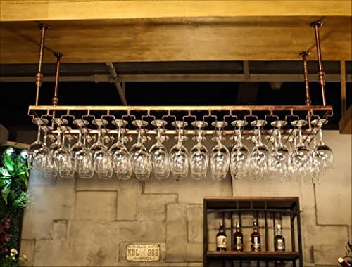 Moderan vinski nosač vina, vintage vinski stakleni nosač od kovanog željeza vino staklo, viseći nosač stakla za vino, pibm, smeđa, 90 * 35cm
