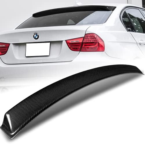 HK5 Crna Real Carbon Fiber stražnji prozor krov spojler kompatibilan sa 2005-2011 BMW E90 3-serije Sedan,