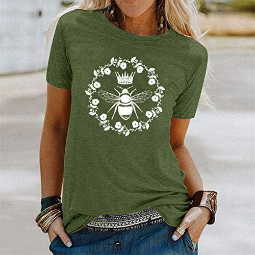 Kratka bluza s rukavima okrugla ženska tiskana labava moda gornja vrata pčela ženska bluza kratki rukav aktivno nošenje