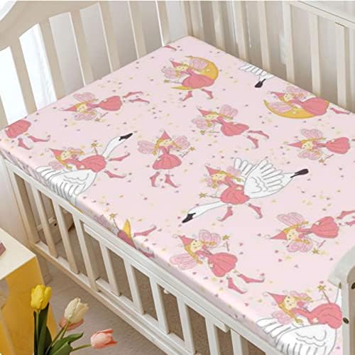 Princezovan tematski krevetić, standardni madrac sa krevetom ugrađeni lim za madrac posteljina madrac-listovi za djecu za djevojčicu ili dječak, 28 x52, zemlja žuta ružičasta ruža