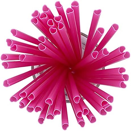 Werkasi 100pcs Srčane slamke za jednokratnu upotrebu 8,26-inčne ružičaste plastične strame ružičaste pitke slamke
