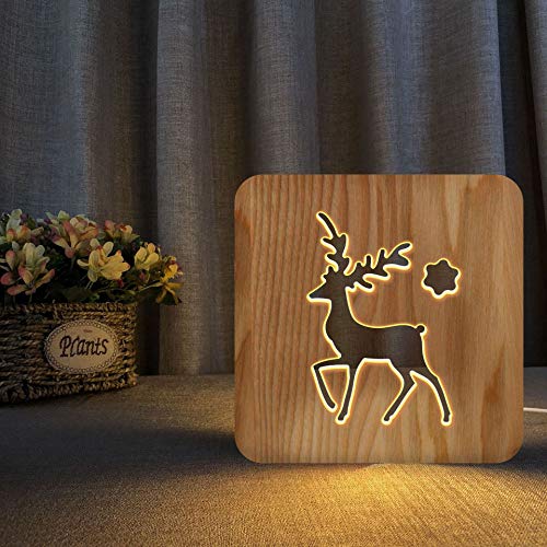 XDG Deer 3D drvena lampa LED noćno svjetlo dekoracija kućne sobe kreativne Stolne lampe za poklone