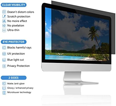 23-inčni Filter za privatnost ekrana za Monitor širokog ekrana Desktop računara-Anti-Glare, blokovi 96% UV, Anti-Scratch sa omjerom 16: 9