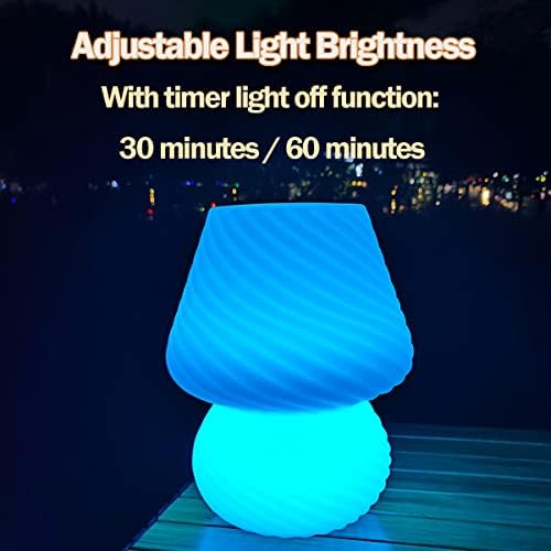 Lijepa tačka Velika noćna lampa,11 inča kreativnost prozirno LED svjetlo za noćni ormarić sa gljivama sa daljinskim