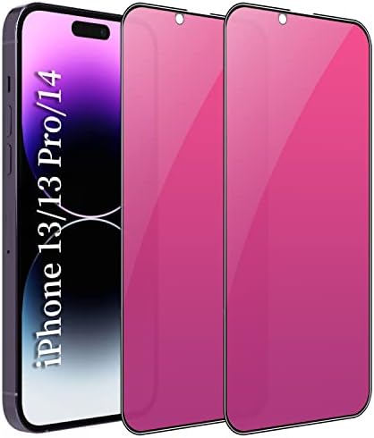 PUKMCX 2 Pakovanje kompatibilno sa iPhoneom 12/iPhoneom 12 Pro zaštitom ekrana za privatnost, ogledalo sa potpunom pokrivenošću Anti-Spy Anti-Blue Galvaniziranim gradijentom šarenog kaljenog stakla 6,1 inča