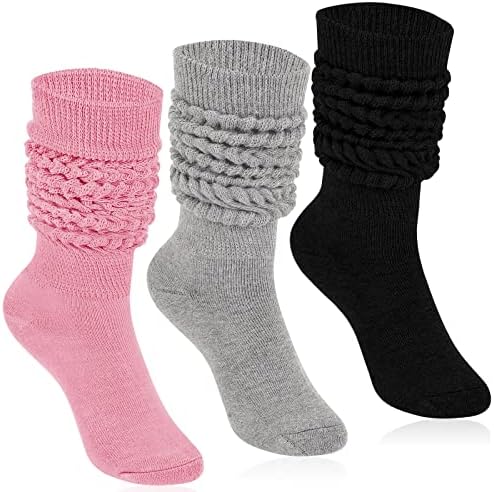 Kededa Slauch Socks žene koljena High Scrich Scrunchie Socks 3 parove veličine 6-11