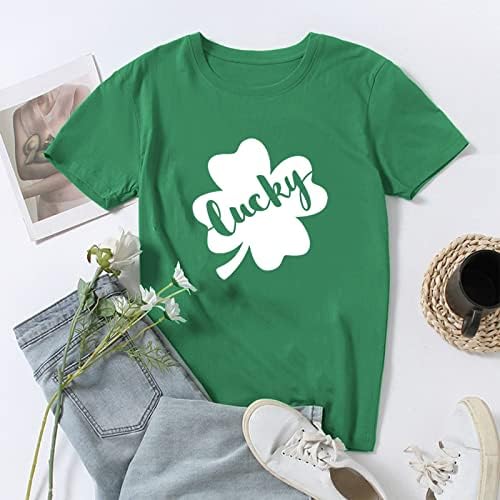 St Patricks Dnevne majice za žene kratki rukav Slatka djetelina za ispis Grafički tees Crewneck Plus Veličina za odmor