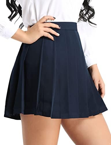 Winoing Womens Japan Visoki struk Nasleđeni tenis Mini Hlats suknje školske uniforme Klupska odjeća Mornarica