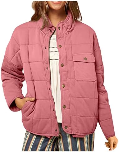 Tople jakne za žene 2023., žene zimske casual lagane jakne postolje ovratnik višebojni kaput dugmeta