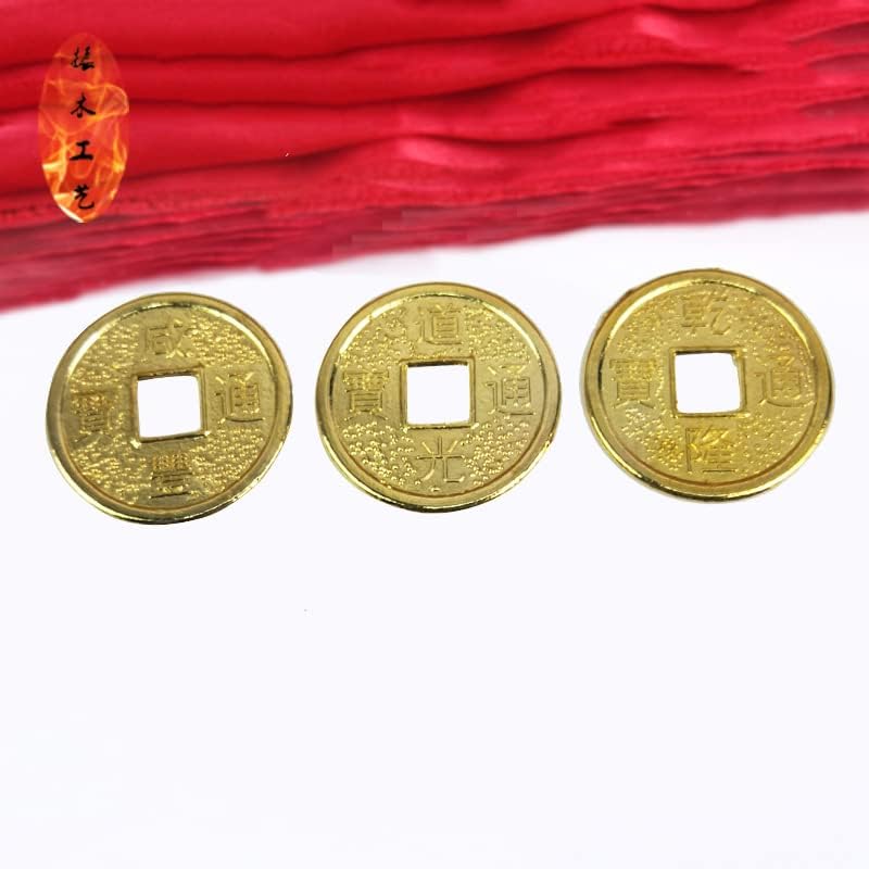 Qiankao 招财 进宝 2,5cm 1,5cm 3cm 2cm 十帝 铜 钱 纪念币 镀 金色