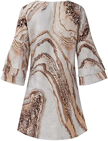 Nokmopo haljina s kratkim rukavima za žene Midi Dužina Modni temperament Elegantni ispisani V-izrez 3/4 rukava mini haljina