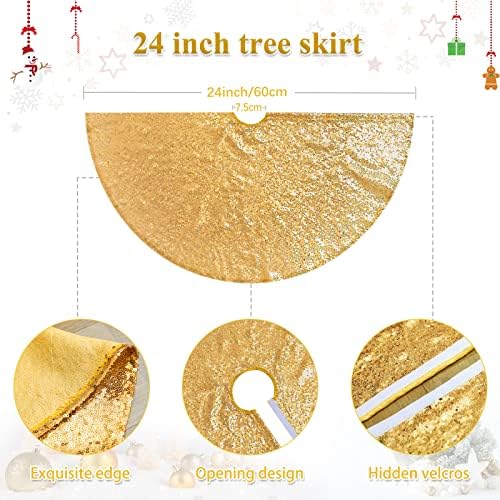 Zlatna suknja od drveća 24 inča mini božićne suknje za suknje sekfikovanih sjajnih tablica tkanine za matice
