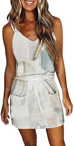 SERYU ljetne haljine za žene 2023 špageti remen V-izrez modna štampa Mini haljina na plaži sarafan