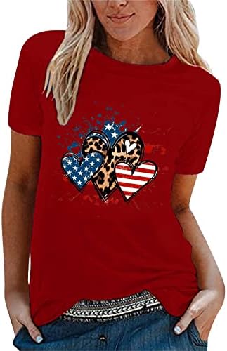 Vježba nositi za žene žene Casual Dan nezavisnosti Love Print T Shirt kratki rukav Shirt Loose Top Tee