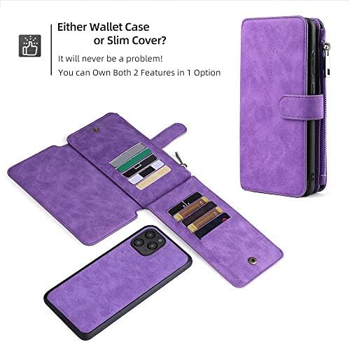 Kompatibilno sa iPhone12 Mini, futrolom za novčanik multifunkcionalna PU kožna torbica Flip Zip [2u1] magnetna