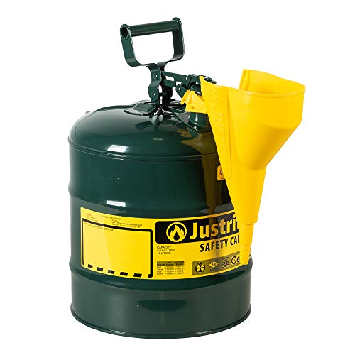 Justrite 2,5 galona tipa 1 sigurnosna kanta za ulje sa lijevkom, Odvodnikom plamena, čelikom, zelenom,