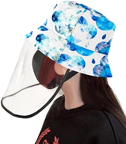 Zaštitni šešir za odrasle sa štitnikom za lice, ribarski šešir protiv sunčeve kape, apstraktne oblake kišnih kapica doodle