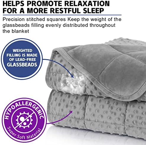 Huloo Sleep ponderirani pokrivač od dvostrukih 15 kilograma za odrasle prozračno mekano minky ponderirano