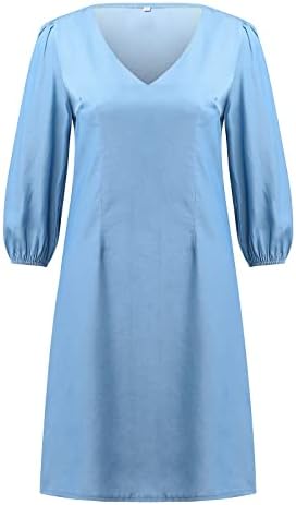 Miashui ženska haljina odjeća za žene V izrez Dress Tri četvrtine rukava elegantna haljina elastična maxi