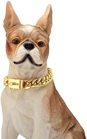 Ovratnik za pse i prilagođene oznake Zlatno od nehrđajućeg čelika 14mm 18K Zlatni veliki pas Luksuzni