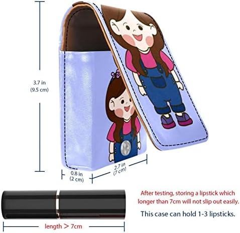 ORYUEKAN Mini torba za šminkanje sa ogledalom, torbica za kvačilo od umjetne kože, crtana djevojka i zečje uši