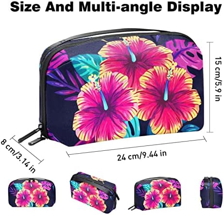 Kozmetičke torbe, Putne kozmetičke torbe Tropical Purple Floral Flower, multifunkcionalne prenosive torbe za šminkanje, Organizator putnih kozmetičkih torbi za žene