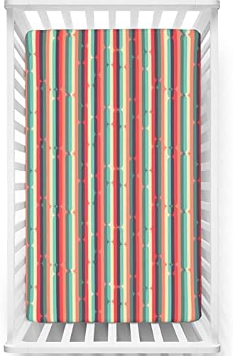 Stripes Themed Opremljeni mini listovi krevetića, prenosivi mini listovi krevetića ultra mekani