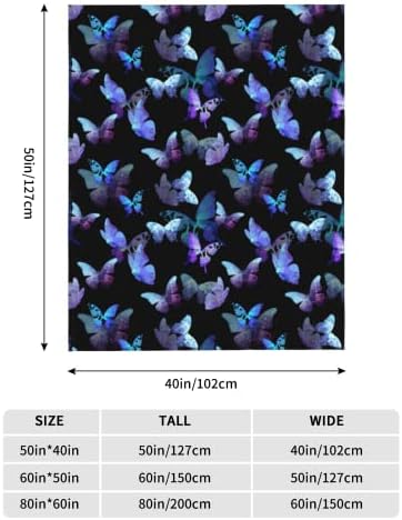 Blaket plavi i ljubičasti super meko tople bacanje leptira za bacanje - lagana udobna flannela bacaju