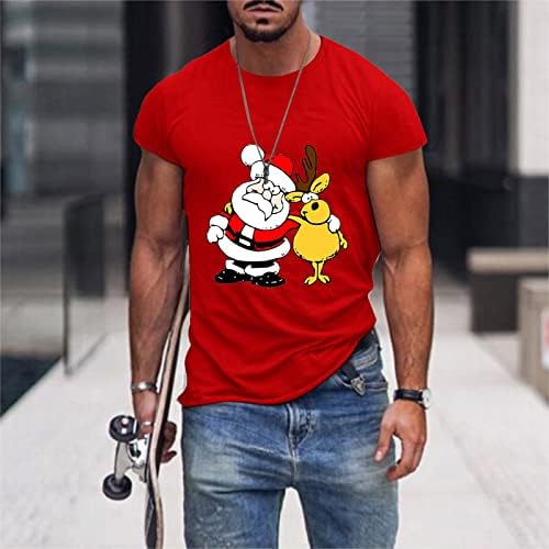 GDJGTA Mens modni sportovi za slobodno vrijeme Božić pamuk štampanje kratki rukav majica velika košulja