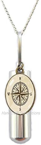 RukovanjeDecorations Compass Rose kremiranje urn ogrlica Diplomski poklon Kompas za nakit Putnik Poklon Kompas Urn Adventure Compass Nakit Nautički nakit Travel.f275