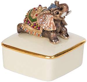 Jay Strongwater Priya Elephant porculanski ukrasni trinket kutija