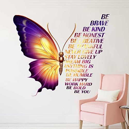 Veliki šareni inspirativni nadalje navodi vinil leptir zidne umjetničke naljepnice motivacijska fraza pozitivna