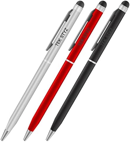 Pro stylus olovka za LG M257 sa mastilom, visokom preciznošću, ekstra osetljivim, kompaktnim obrascem za dodirne ekrane [3 pakovanje-crno-crveno-srebrna]