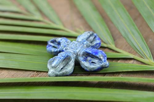 Jet Mini Lapis Lazuli Double Dorje 2 inčni tibetan Nepal Vajra Rezbarska Boyity Dagger Privjesak