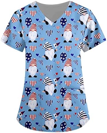 Američka košulja za zastave za žene Patriotska majica Vintage USA zastava majica kratki rukav 4. jula TEE vrhovi sa džepovima
