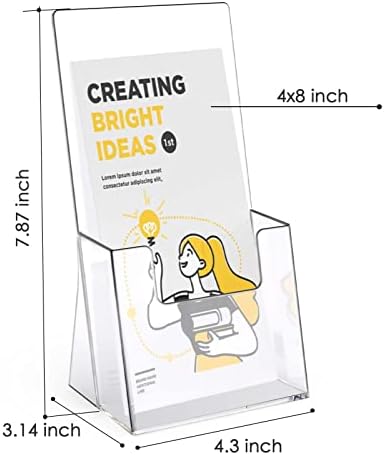 Maxgear akrilni nosač brošure, 4-inčni široki 4 razini nosač literature Premium akrilni pamflet Držač s više džepnog brošura zaslon, zidni nosač ili kontra korištenje