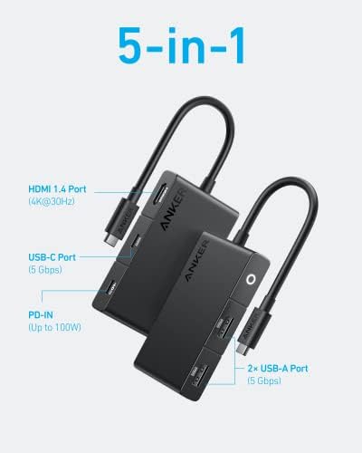 Anker USB C Hub, 332 USB-C Hub sa 100w napajanjem, 4K@30Hz HDMI displej, 5Gbps USB-C i USB-a portovi