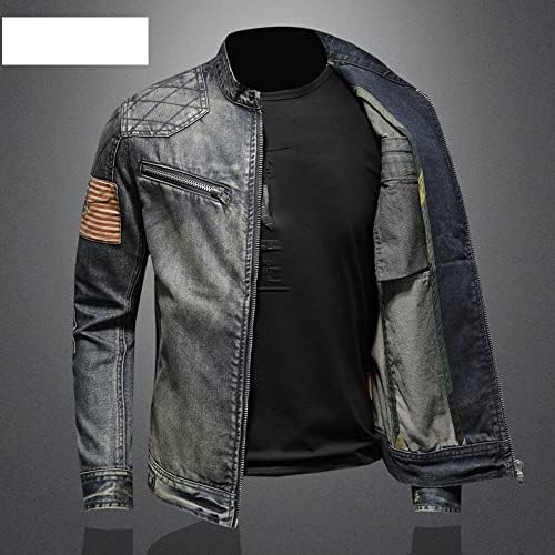 Jinfuhao Proljeće Jesen Muškarci Trane jakne Slim odgovara motociklu Jean traper jakna patchwork patentne