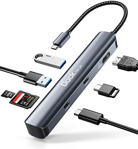 USB C Hub, Dockteck 7 U 1 USB C Dongle Multiport Adapter sa 4K 60 HDMI, 100w PD, USB-C i 2 USB a 5 Gbps portovi