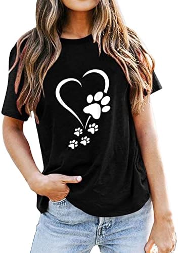 Uikmnh majica za tinejdžerke elegantna Casual okruglog vrata sa šapom za psa sa kratkim rukavom ljetna košulja