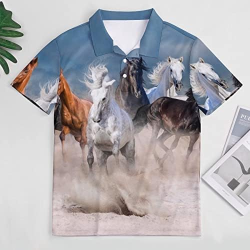 WEEDKEYCAT konjsko stado trčanje u Pustinjskoj oluji muški kratki rukavi Casual Polo-majice