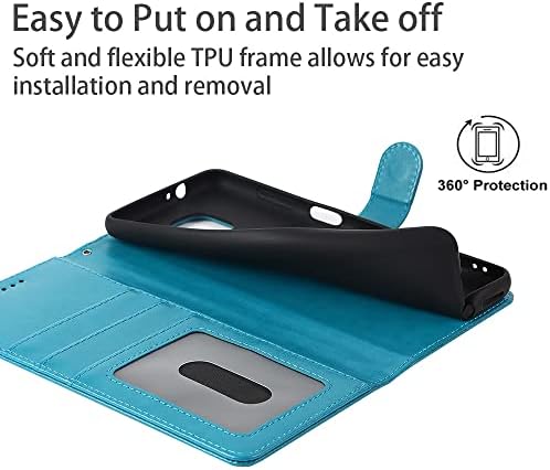 Cavor za Moto G Power 2021 torbicu za novčanik sa držačem kartice, zaštitna PU kožna Flip Folio futrola za telefon [Stand Feature] narukvica [Shockproof TPU] torbica za novčanik sa magnetnim zatvaračem-plava
