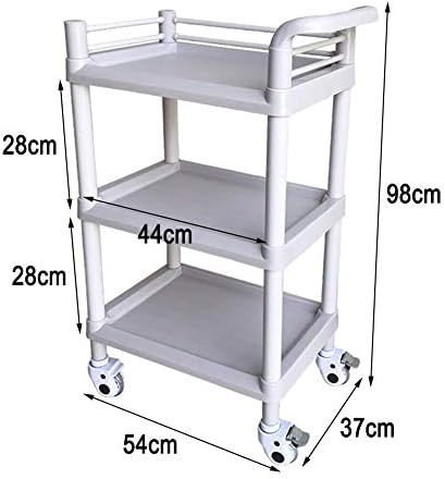 HTLLT Storage Rack Cart medicinska kolica alat 3-Tier Abs medicinska kolica sa ručkom ; univerzalni