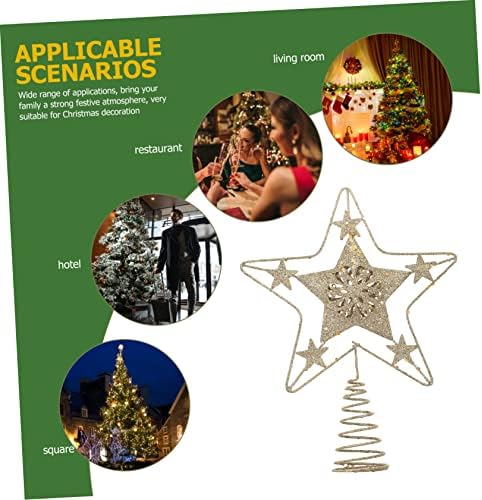 Galpada 3pcs Xmas Spiral Pentagram ukrasi dekor snježne topke za stabla sa sjajnim izdubljenim žičanim žicama za pjenušava zimsku božićnu festival godinu dana novo zlato kamina