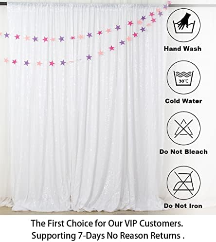 Zavjese sa šljokicama 8ftx10ft-Bijelo-svjetlucava tkanina sa šljokicama za dekor za godišnjicu