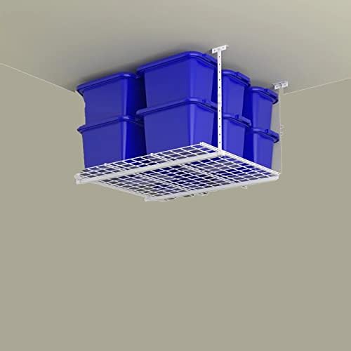 Aqzxa Podesivi visinski čelični stropni stalak za pohranu, 45 Š x 45 L, bijeli finiš, kapacitet 250 funte